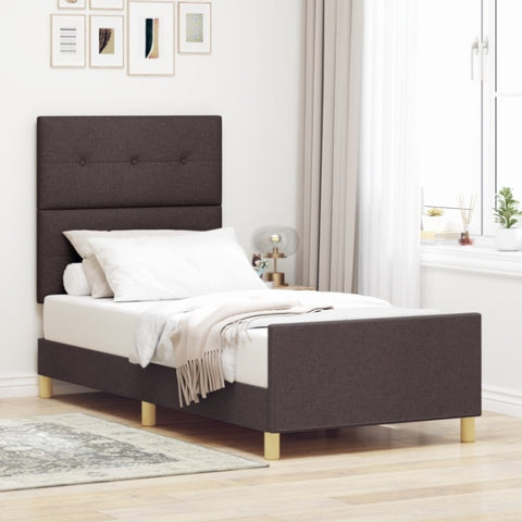 ZNTS Bed Frame Dark Brown 90x200 cm Fabric 3344700
