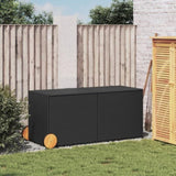 Garden Storage Box with Wheels Black 283L Poly Rattan 365316