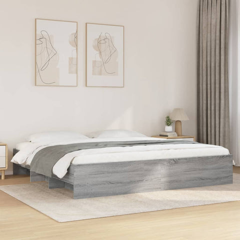 Bed Frame without Mattress Grey Sonoma 180x200 cm Super King Engineered Wood 3295637