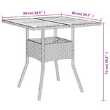 Garden Table with Acacia Wood Top Grey 80x80x75 cm Poly Rattan 365520