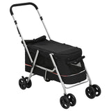 Folding Dog Stroller Black 100x49x96 cm Linen Fabric 172202