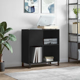 Record Cabinet Black Engineered wood, Iron Medium Record Cabinet 831781