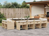 13 Piece Garden Dining Set with Cushions Beige Poly Rattan 3211222