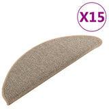 Stair Mats 15 pcs 65x21x4 cm Brown Half Round Large 149855