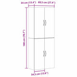 Wall Mounted Cabinet 2 pcs Black oak 69.5 x 34 x 90 cm 3333101