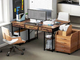 120cm Computer Desk with Power Outlets, Office Desk Study Table with Fabric Drawers and Storage T3398P343163