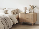 Farmhouse style bedside table with two storage drawers, practical modern style bedside table, W6296P540572