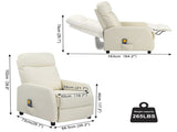 PU With 6-Point Massage Heating Function Recliner Cream White 67428533