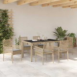 Garden Dining Set 7 pcs Beige Poly rattan 3334882