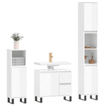 ZNTS 3 Piece Bathroom Furniture Set High Gloss White Engineered Wood 3190231
