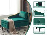 Velvet Chaise Lounge Sofa with Storage, Upholstered Chaise lounge Couch with Pillow for Living Room, N652P201198N