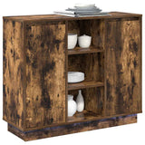 LED Sideboard Smoked Oak 90 x 32 x 75 cm Engineered Wood 869686