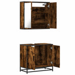 ZNTS 2 Piece Bathroom Furniture Set Smoked Oak Engineered Wood 3300887