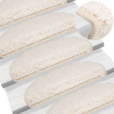 Stair Mats 10 pcs 65x21x4 cm White Half Round Large 149811