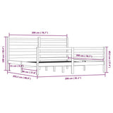 Bed Frame Grey Solid pine wood 200x200 cm Durable Bed Frame 3103735