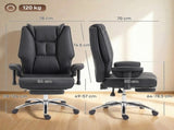 Executive Office Chair, Reclining Desk Chair with Footrest, Adjustable Armrests, Pet Friendly Faux T3398P550247