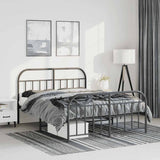 Metal Bed Frame without Mattress with Footboard Black 135x190cm 353652