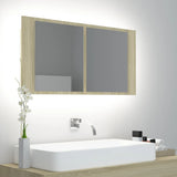 LED Bathroom Mirror Cabinet Sonoma Oak 90x12x45 cm Acrylic 804975