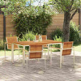 Garden Dining Set 5 pcs Solid Acacia Wood and Stainless Steel 3334807