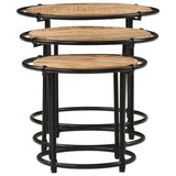 Nesting Tables 3 pcs Solid Rough Wood Mango 358930