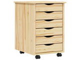 Rolling Cabinet with Drawers MOSS Clear Varnish Solid Pine wood 42032400