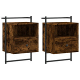 Bedside Cabinets Wall-mounted 2 pcs Smoked Oak 40x30x61 cm Engineered Wood 833438