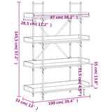 Bookcase 4-Tier Black 100x33x145.5 cm Engineered Wood 837692
