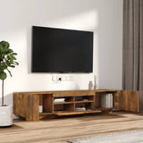2 Piece TV Cabinet Set with LED Lights Smoked Oak Engineered Wood 3120170