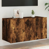 TV Wall Cabinet with LED Lights Smoked Oak 80x35x41 cm 837320
