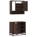 2 Piece Bathroom Furniture Set Brown Oak Engineered Wood 3300939