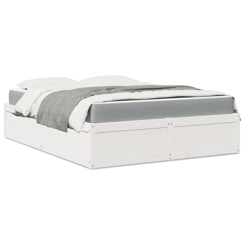 ZNTS Bed with Mattress White 140x200 cm Solid Wood Pine 3281935
