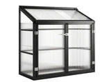 Polycarbonate Greenhouse with Hinged Door, Top Vent, Lean-to Green House, Walk-in Greenhouse, 4 x T3398P549947