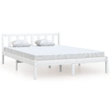Bed Frame without Mattress White Solid Wood Pine King Size 810088