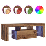TV Cabinet with LED Lights Old Wood 120x36.5x40 cm Engineered Wood 856301