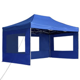 Professional Folding Party Tent with Walls Aluminium 4.5x3 m Blue 45497