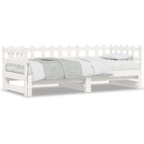 Pull-out Day Bed without Mattress White 2x cm Solid Wood 840389