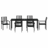 Garden Dining Set 7 pcs Black Powder-Coated Steel 3379168