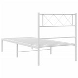 Metal Bed Frame without Mattress with Headboard White 107x203cm 372322