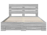 Bed Frame with Drawer Grey Sonoma 135 x 190 cm Engineered Wood 3411985