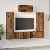 TV Cabinet Set Wall-mounted 7 pcs Old Wood Engineered Wood 3393135