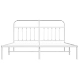 Bed Frame White Powder-Coated Steel Double Bed Frame 352630