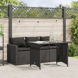 2 Piece Garden Dining Set with Cushions Black Poly Rattan 366329
