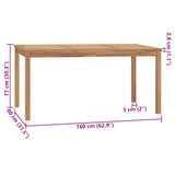 Garden Dining Table 160x80x77 cm Solid Teak Wood 315620