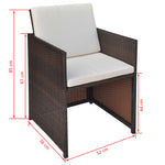 5 Piece Outdoor Dining Set with Cushions Poly Rattan Brown 42600