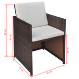 5 Piece Outdoor Dining Set with Cushions Poly Rattan Brown 42600