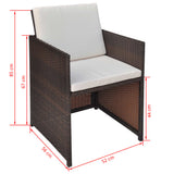 Patio Furniture Brown Steel, PE Rattan, Glass, Polyester Medium 42600