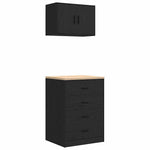 ZNTS Garage Cabinets 2 pcs Black Engineered Wood 3328333