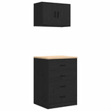 Garage Cabinets 2 pcs Black Engineered Wood 3328333