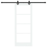 Sliding Door White 83 x 202 cm Solid Pine Wood and Glass 3332306