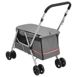 Folding Dog Stroller Grey 100x49x96 cm Linen Fabric 172203